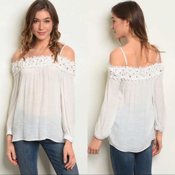 Tops - Off the shoulder cami crochet detail top